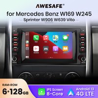 AWESAFE 7" Wireless CarPlay for Apple Android Auto Car Radio Stereo For Mercedes Benz B200 Vito W639 Viano W169 W245 BT RDS FM image 4