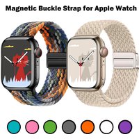 Magnetic Braided Nylon Band for Apple Watch 46mm 45mm 44mm 42mm 41mm 40mm Sport Strap for iWatch Series 11 10 9 8 7 6 Ultra 2/3