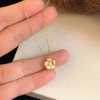 Antique gold crafts point diamond small flower pendant necklace for women's new in light luxury collar chain suitable jewelry