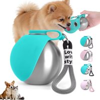 Dogs Drinking Bottle with Silicone Bowl 285ml Stainless Steel Leak-Proof Dog Drinking Bottle for Cats and Dogs Walks and Hikes