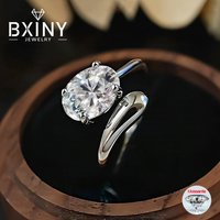 BXINY GRA Certified 1.5CT Oval Cut Moissanite Rings 100% S925 Silver For Women Twist Adjustable Wedding Band Fine Jewelry Gifts