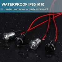 5Pcs 12mm Round Head Momentary Push Button Switch Stainless Normal Open With Pre-Welded Cable One On-Off Used For Auto And Boats