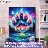 Peinture Diamant DIY 100% Poussière de Fée, Broderie Diamant Animal, Mosaïque de Strass, Art Mural Aigle et Loup