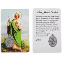 San Judas Tadeo Saint Jude Thaddaeus Medal Catholic Prayer Card Spanish Protection Charm Pendants Saint of Lost Causes Religious
