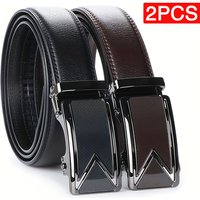105-140 150 160 170cm Plus Size Automatic Buckle Waistband Men Cowhide Ratchet Dress Belt Business Casual Designed for Big Tall