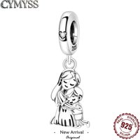 925 Sterling Silver Mother and Child Embrace Pendant Charms DIY Beads Accessories Fit Bracelet Necklace Fashion Jewelry Gifts