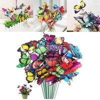 10/30PCS 3D Butterfly Garden Stakes Plastic Waterproof Ornaments Colorfuli Garden Stakes Yard Decorations Indoor Outdoor