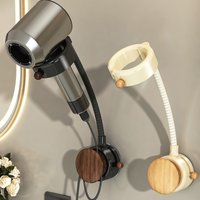 No-Drill Wall Hanging Hair Dryer Rack Adjustable Hands-Free Design, Universal Blow Dryer Bracket Bathroom Air Duct Storage Holde