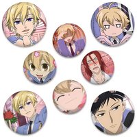 Cartoon Brooches Anime Badge Round Handmade Brooch Lapel Pins Jewelry For Backpack Clothes Anime Ouran High School Host Club