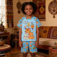 Summer Capybara Kids Pajama Set 5-14 Y Cartoon Children Boys Clothing Sets Girls Sleepwear Short Sleeved Pajamas Set Homewear