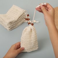 Natural Cotton Linen Foaming Soap Bag Saver Net Mesh Massage Exfoliator Pouch Bathing Bubble Maker Cleaning Tool 1/2/5pcs