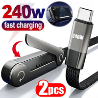 2Pcs 65W/240W Cable High-speed Quick Charging USB Type C Cable Wire with Folding Phone Stand for IPhone 17 16 15 Samsung S26U mi