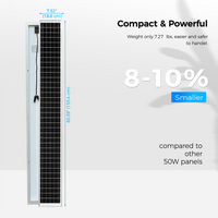 50W Solar Panel 12V High-Efficiency Solar Panel Monocrystalline PV Module Power 100W Charger for RV Marine Rooftop Farm Battery
