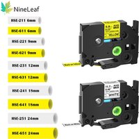 NineLeaf 6/9/12/18/24mm Heat Shrink Tube Tape Compatible for Brother HSE-211 24 221 231 621 For P-Touch Printer Labeling Machine