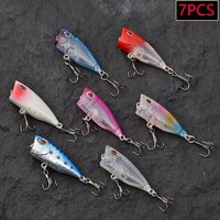 7PCS Mini Popper Crankbaits Fishing Lures Set 3d Eyes Fish Hard Bait Kit Artificial Wobblers For Trolling Pike Topwater Swimbait