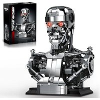 1469-teiliger Mecha-Totenkopf-Skelett-Roboter Baukasten, T800 Büsten-Figuren-Modell, Schreibtisch-Dekoration, Konstruktions-Bausteine, Spielzeug-Geschenk