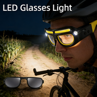 LED Headlamp Glasses Rechargeable USB Charging Motion Sensor Safety Goggles Work Light for Fishing Camping Night Running Repair