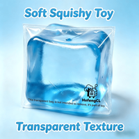 Transparent Blue Ice Cube Squishy Toy Clear Jelly Cube Fidget Squeeze Toy Soft TPR Stress Relief Decompression Hand Toy