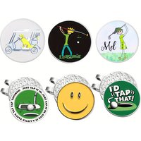 6 cpunts Funny Golf Ball Markers Assorted Patterns Value Golf Gifts Golf Cap Clips Parter Accessories Sets for Men Women Golfer