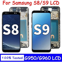 100% Tested New For Samsung S8 G950 G950F SM-G950FD LCD Display Touch Screen with Frame For Samsung S9 G960 SM-G960F Display