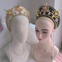 Lolita Gothic KC Crown Church Pope Tiara Renaissance Headband DIY Vintage Baroque Hat Headpiece Decor Headwear Props