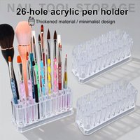 2pcs 26 Holes Nail Brushes Organizer Acrylic Nail Art Kit Storage Tools Makeup Brushes Display Case Holder Holder Showing Shelf