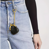 bag charm keychain coin purse mini key ring frame pouch bag black color