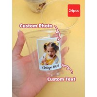 Custom Photo Stickers Personalized Plastic Cup Labels Waterproof Oilproof Reusable For Party Wedding Birthday Gifts