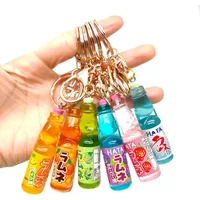 New Simulation Marbles Bobble Soda Key Chain Japanese Cute Ramune Soda keychain Miniature Dollhouse Ornaments Bag Accessories