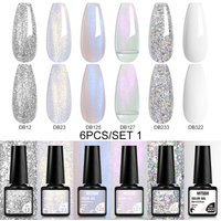 6PCS White Glitter Nail Polish Gel Set Popular Colors Autumn Semi Permanent Soak Off UV Nail Art Manicure Varnish Supplies Kit