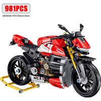 981Pcs City Technical Locomotive Motorcycle Building Blocks MOC Speed Supercar Motorbike Model Bricks Boy Toy for Childrens Gift