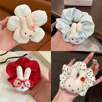 Kawaii Miffy Elastic Hair Ties Cute Sweet Girls Bow Hair Bands Ponytail Large Intestine Loop Korean Style Hair Accessory Gifts