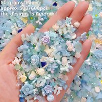50pcs Summer Mixed Bow Flower Pearl Love Nail 3D Decorations Resin Butterfly Bowknot Nail Charms DIY Manicure Accessory Supplies