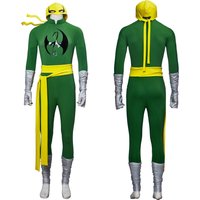 Game Iron fist Cosplay Costume Adult Men Fancy Green Jumpsuit Fighting Uniform Suit Halloween Party Ninja Disguise Outfit