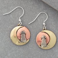 New Fashion Dog Moon Drop Dangle Earring For Women Cute Dog Animal Pet Round Pendant Earring Daily Jewelry Idea Gifts