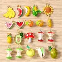 5pcs Cute Mix Fruit Charms Enamel Banana Apple Watermelon Charms Pendants for Jewelry Making Necklaces Earrings DIY Crafts Gifts