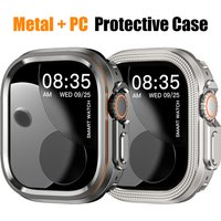 Metal + PC Cover for Apple Watch Ultra 3/2/1 49mm Anti-Scratch Shockproof Protective Case for Iwatch 49MM Rhombus Pattern / Halo