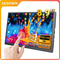 LESOWN 8.9‑Inch Portable Monitor – 1920x1200 Touch Screen External Display USB HDMI Secondary Screen for Laptop Gaming Travel
