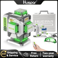 Huepar Professional 4D-Kreuzlinienlaser, ±2 mm Genauigkeit, selbstnivellierendes grünes Laserwerkzeug mit 8000 mAh Li-Ionen-Akku und Halterung