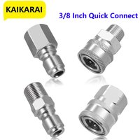 Pressure Washer Coupler 3/8 Inch Stainless Steel Quick Connect Fittings Male Female Accessories With Internal External Thread