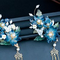 1 Pair Vintage Hair Clips Trendy Handmade Flower Tassel Hairpin Hanfu Dress Exquisite Headwears Elegant Jewelry Hair Accessories