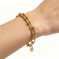 New horseshoe chain gold plated stainless steel men's bracelet, high quality waterproof non-fading women's bracelet