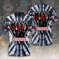 Rock Kiss Band T-shirts, 3D Printed T-shirts, Fun Summer Hip-hop Men's and Women's T-shirts, Round Neck Short Sleeves