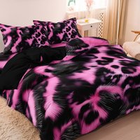 3pcs Pink Leopard Abstract Print Duvet Cover Set High-Definition Printed Bedding for All Seasons Suitable for Home And Dorm Use.