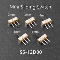 10-100PCS SS-12D00 On-off Switch Mini Sliding Switch 3Pin 1P2T High Quality Position 2 Offide Fist Length Switch:3mm/4mm/5mm/6mm