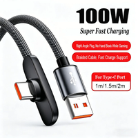 100W Cable Super Fast Charging Cable Right Angle 90° USB-C To Type-C Data Cord Phone Charging Data Cable Convenient For Gaming