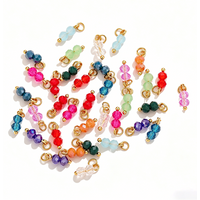 10pcs Colored Crystal Double Beads Charm Stainless Steel Earring Charms for Women DIY Handmade Necklaces Bracelet Jewelry Making