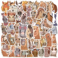 50-Pack Cartoon Horse Fun Emotion Doodle Stickers for Student Stationery Guitar Notebook Luggage DIY Waterproof Decals