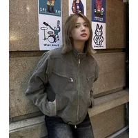 Korean Retro Washed Short Denim Jacket Men's Spring and Autumn Personalized Niche Design Stand Collar Y2K Jacket Tops