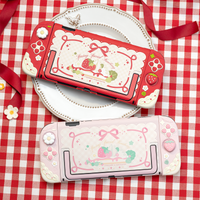 Geekshare Silicone Protective Case and JoyCon Cover for Switch 2 with 1Pair Customized Thumb Grips , Spring Strawberry